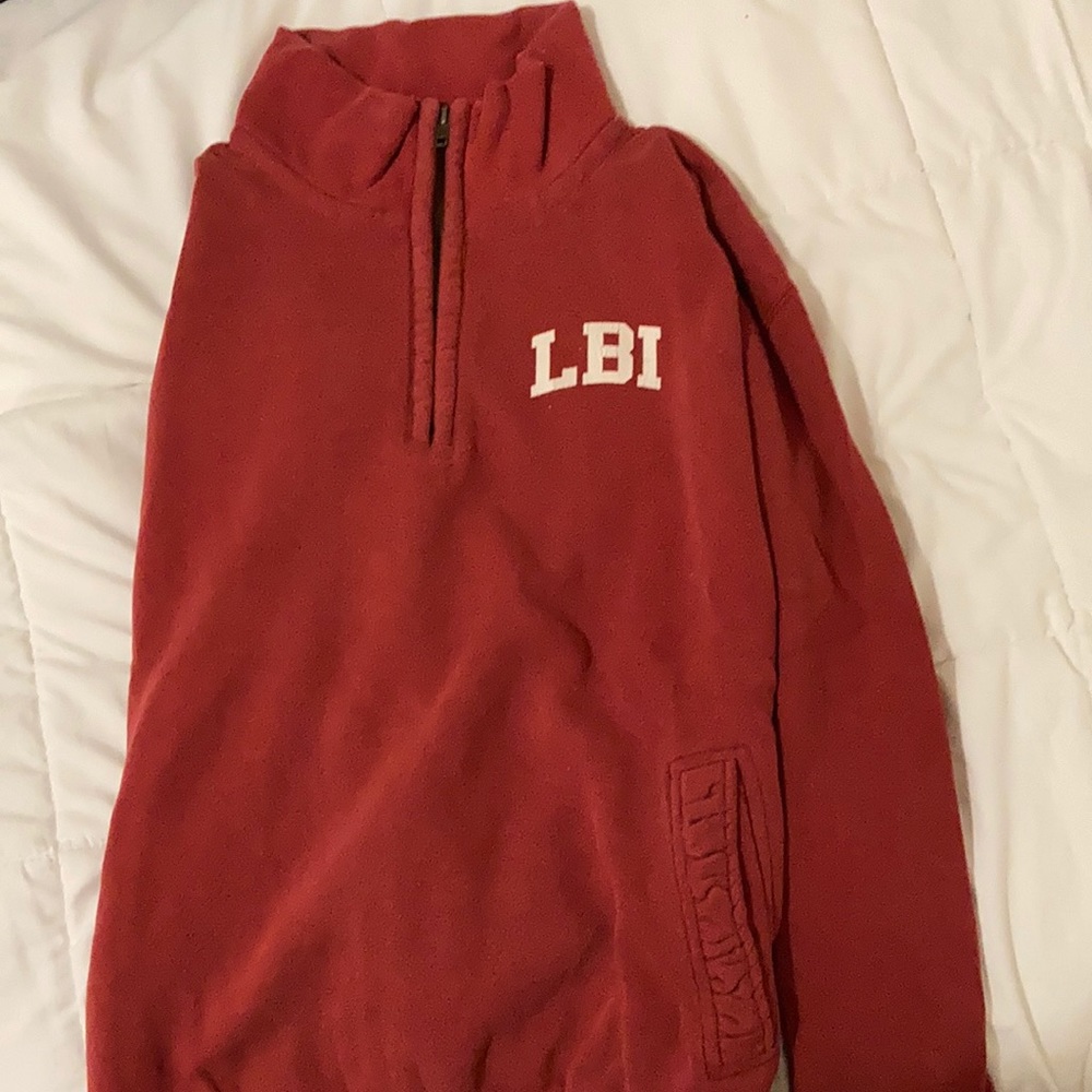 Long Beach Island quarter zip sweatshirt with front long pocket size L